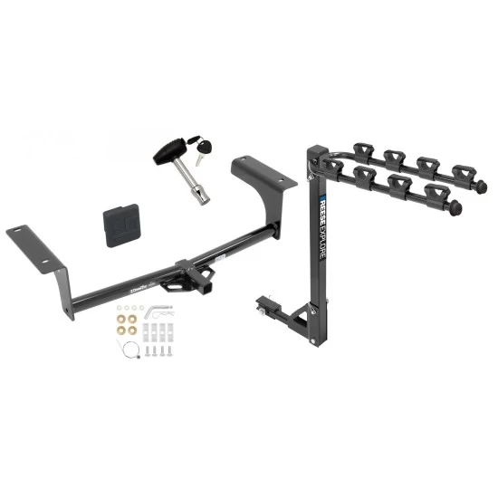Trailer Tow Hitch w/ 4 Bike Rack For 14-21 Mazda 6 tilt away adult or child arms fold down carrier w/ Lock and Cover