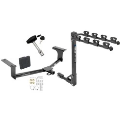 Trailer Tow Hitch w/ 4 Bike Rack For 14-18 Mazda 3 Sedan tilt away adult or child arms fold down carrier w/ Lock and Cover