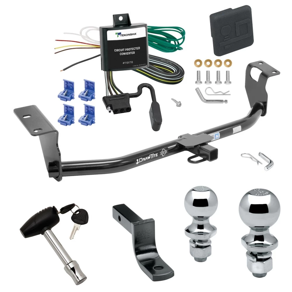 Trailer Tow Hitch For 03-13 Toyota Corolla Sedan Deluxe Package Wiring 2" and 1-7/8" Ball and Lock