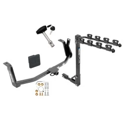 Trailer Tow Hitch w/ 4 Bike Rack For 14-18 Mazda 3 Hatchback tilt away adult or child arms fold down carrier w/ Lock and Cover