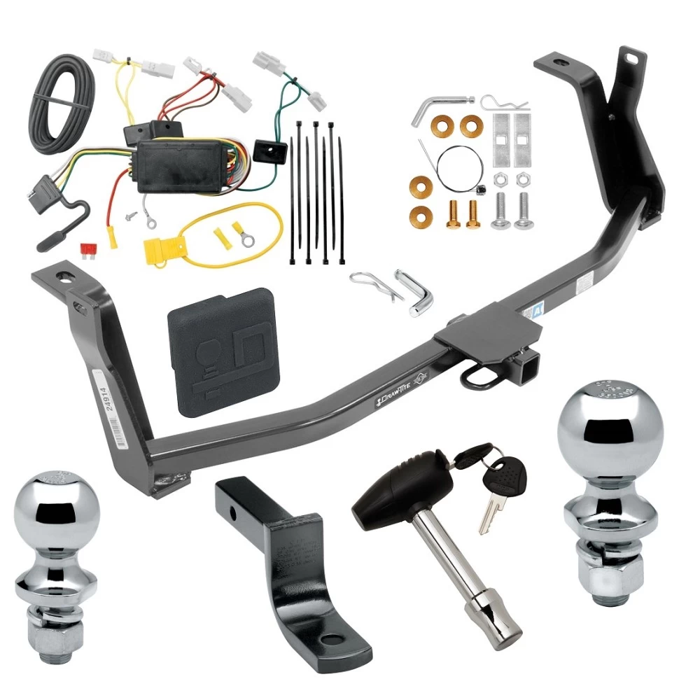 Trailer Tow Hitch For 14-18 Mazda 3 Sedan Deluxe Package Wiring 2" and 1-7/8" Ball and Lock