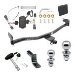 Trailer Tow Hitch For 14-19 KIA Soul w/ LED Taillights Deluxe Package Wiring 2" and 1-7/8" Ball and Lock