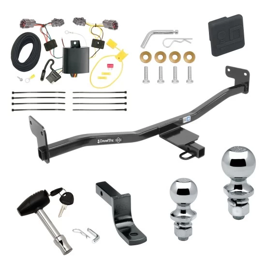 Trailer Tow Hitch For 14-19 KIA Soul w/o LED Taillights Deluxe Package Wiring 2" and 1-7/8" Ball and Lock