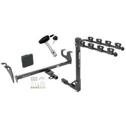 Trailer Tow Hitch w/ 4 Bike Rack For 15-17 Chrysler 200 tilt away adult or child arms fold down carrier w/ Lock and Cover