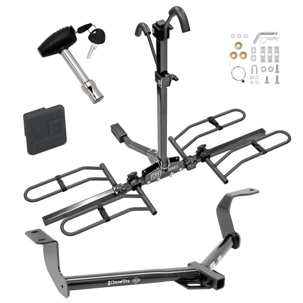 Trailer Tow Hitch For 15-20 Honda Fit Platform Style 2 Bike Rack w/ Hitch Lock and Cover