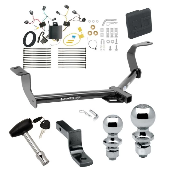 Trailer Tow Hitch For 15-20 Honda Fit All Models Deluxe Package Wiring 2" and 1-7/8" Ball and Lock
