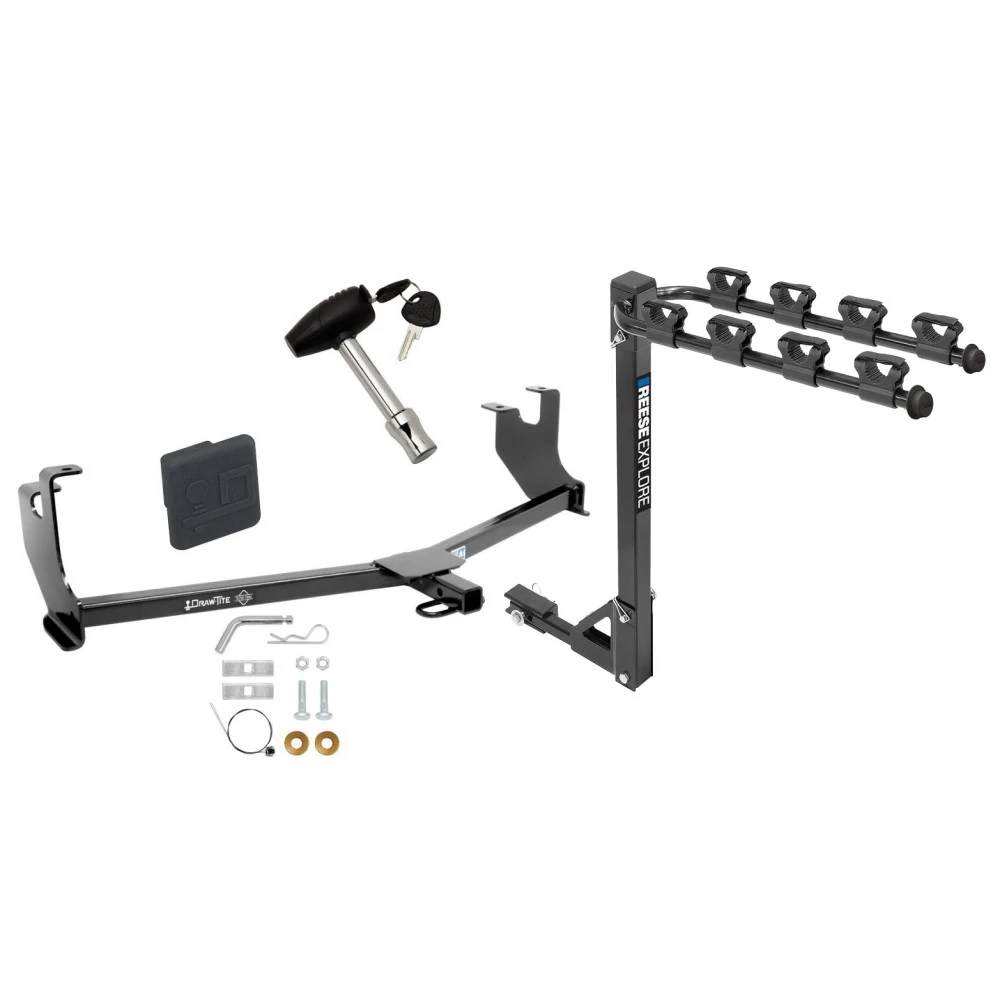 Trailer Tow Hitch w/ 4 Bike Rack For 14-19 VW Beetle tilt away adult or child arms fold down carrier w/ Lock and Cover