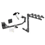 Trailer Tow Hitch w/ 4 Bike Rack For 15-18 VW Jetta Sedan Except TDI or Hybrid tilt away adult or child arms fold down carrier w/ Lock and Cover
