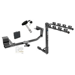Trailer Tow Hitch w/ 4 Bike Rack For 15-18 VW Jetta Sedan Except TDI or Hybrid tilt away adult or child arms fold down carrier w/ Lock and Cover