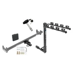 Trailer Tow Hitch w/ 4 Bike Rack For 15-19 Toyota Yaris Hatchback Except SE 20-22 Sedan VW Arteon tilt away adult or child arms fold down carrier w/ Lock and Cover