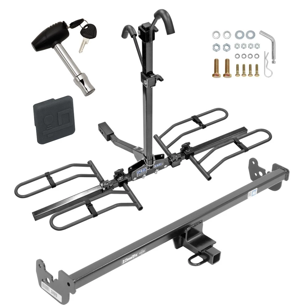 Trailer Tow Hitch For 15-19 Toyota Yaris Hatchback Except SE 20-22 Sedan VW Arteon Platform Style 2 Bike Rack w/ Hitch Lock and Cover