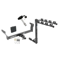 Trailer Tow Hitch w/ 4 Bike Rack For 14-24 INFINITI Q50 tilt away adult or child arms fold down carrier w/ Lock and Cover