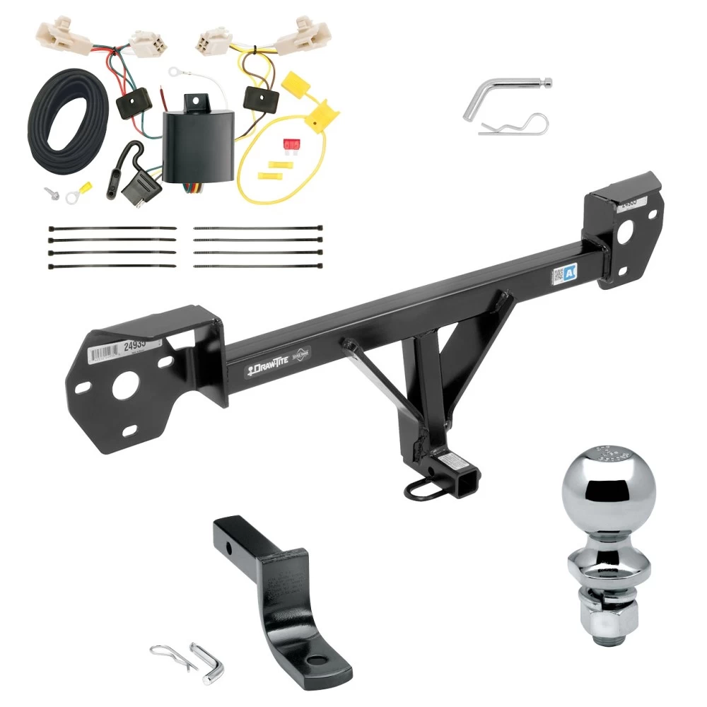 Trailer Tow Hitch For 13-16 Scion FR-S 13-20 BRZ Complete Package w/ Wiring Draw Bar and 2" Ball