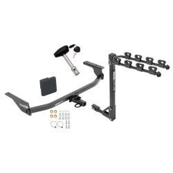 Trailer Tow Hitch w/ 4 Bike Rack For 17-20 Hyundai Elantra Sedan Except Sport tilt away adult or child arms fold down carrier w/ Lock and Cover