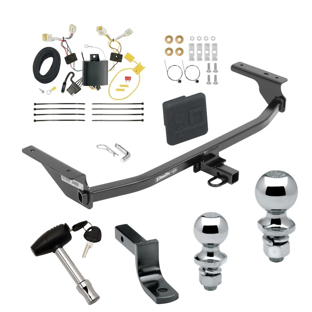Trailer Tow Hitch For 17-20 Hyundai Elantra Sedan Exc Limited or Sport Deluxe Package Wiring 2" and 1-7/8" Ball and Lock