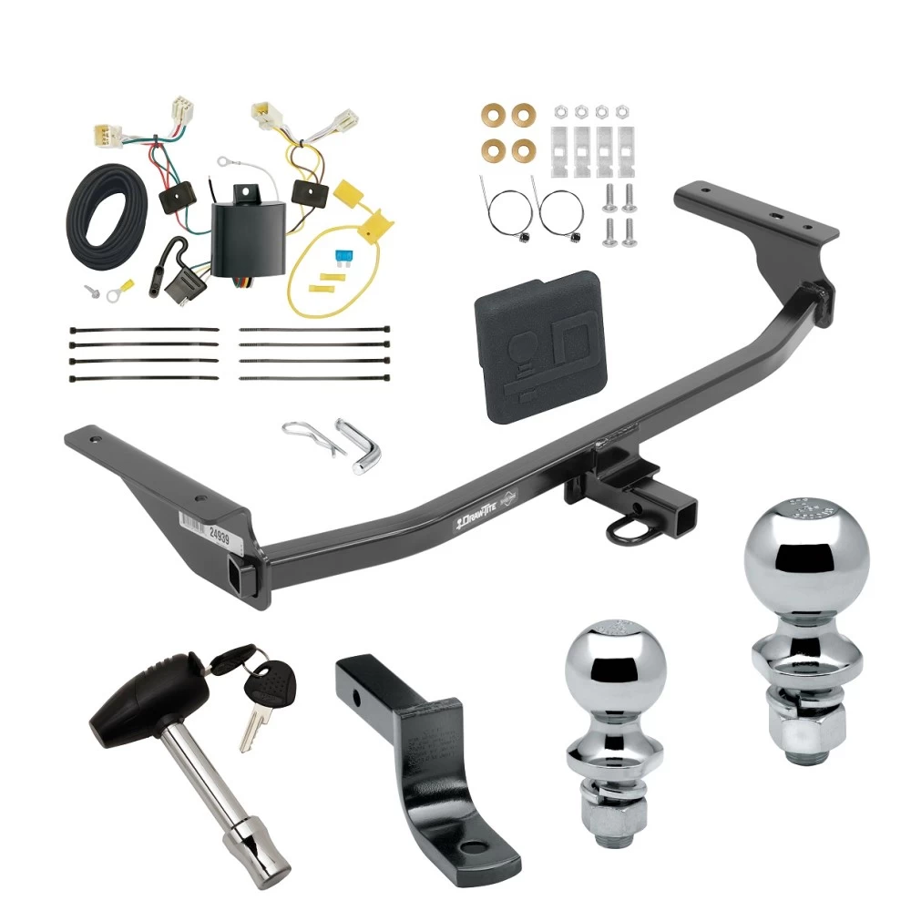Trailer Tow Hitch For 17-20 Hyundai Elantra Sedan Deluxe Package Wiring 2" and 1-7/8" Ball and Lock
