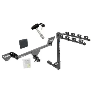 Trailer Tow Hitch w/ 4 Bike Rack For 17-19 Chevy Cruze Sedan 2016 New Body Style tilt away adult or child arms fold down carrier w/ Lock and Cover