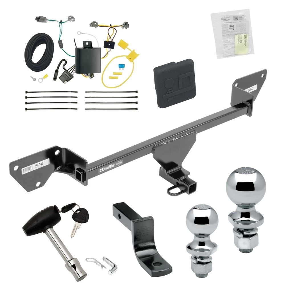 Trailer Tow Hitch For 16-19 Chevy Cruze (New Body Style, Sedan ONLY) Deluxe Package Wiring 2" and 1-7/8" Ball and Lock