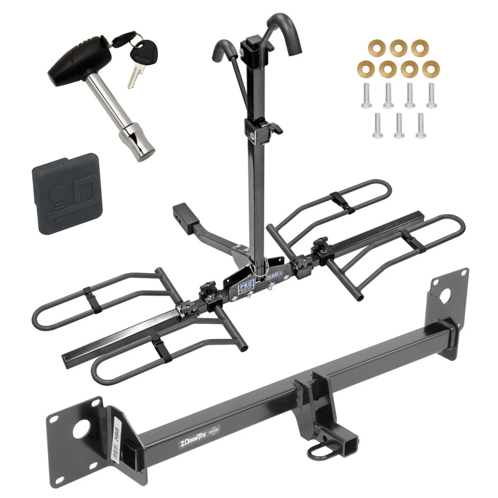 Trailer Tow Hitch For 16-19 VW Golf SportWagen 2015 TDI & Turbo Gas 17-19 Golf Alltrack Platform Style 2 Bike Rack w/ Hitch Lock and Cover