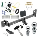 Trailer Tow Hitch For 15-15 Volkswagen Golf SportWagen 18-19 Golf Alltrack Deluxe Package Wiring 2" and 1-7/8" Ball and Lock