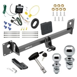 Trailer Tow Hitch For 15-15 Volkswagen Golf SportWagen 18-19 Golf Alltrack Deluxe Package Wiring 2" and 1-7/8" Ball and Lock