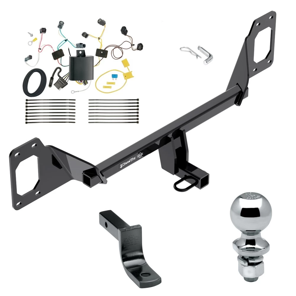 Trailer Tow Hitch For 16-21 Honda Civic Sedan - exc center exhaust Complete Package w/ Wiring Draw Bar and 2" Ball