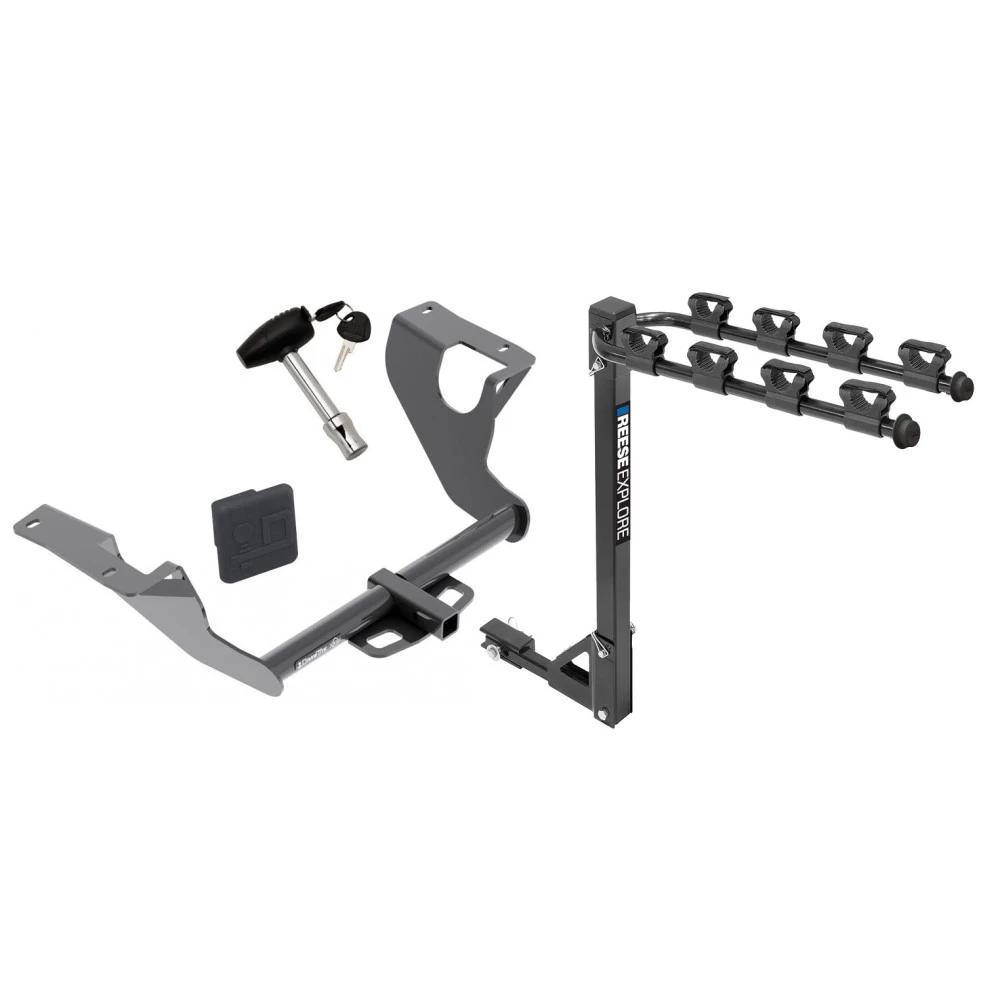 Trailer Tow Hitch w/ 4 Bike Rack For 15-21 Subaru WRX & WRX STI tilt away adult or child arms fold down carrier w/ Lock and Cover