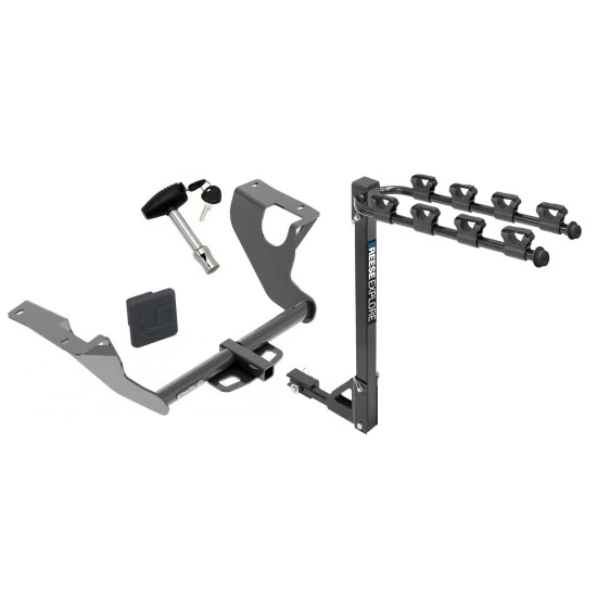 Trailer Tow Hitch w/ 4 Bike Rack For 15-21 Subaru WRX & WRX STI tilt away adult or child arms fold down carrier w/ Lock and Cover