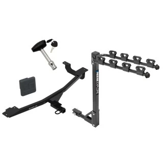 Trailer Tow Hitch w/ 4 Bike Rack For 14-18 FIAT 500L tilt away adult or child arms fold down carrier w/ Lock and Cover