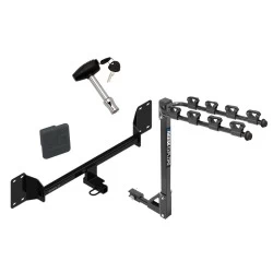 Trailer Tow Hitch w/ 4 Bike Rack For 18-22 Honda Accord tilt away adult or child arms fold down carrier w/ Lock and Cover