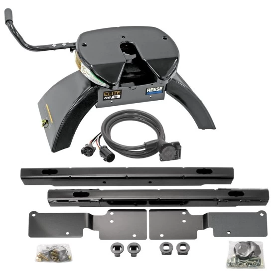 Reese Elite Rails 18K 5th Wheel Hitch for 99-10 Chevy Silverado GMC Sierra with 7-Way Wiring Installation Kit Under-Bed Fifth Wheel Trailer Hitch