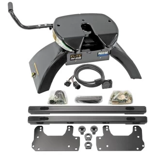Reese Elite Rails 26.5K 5th Wheel Hitch for 02-13  Dodge Ram 1500 2500 3500 All Models with 7-Way Wiring Installation Kit Under-Bed for Fifth Wheel Trailer Hitch