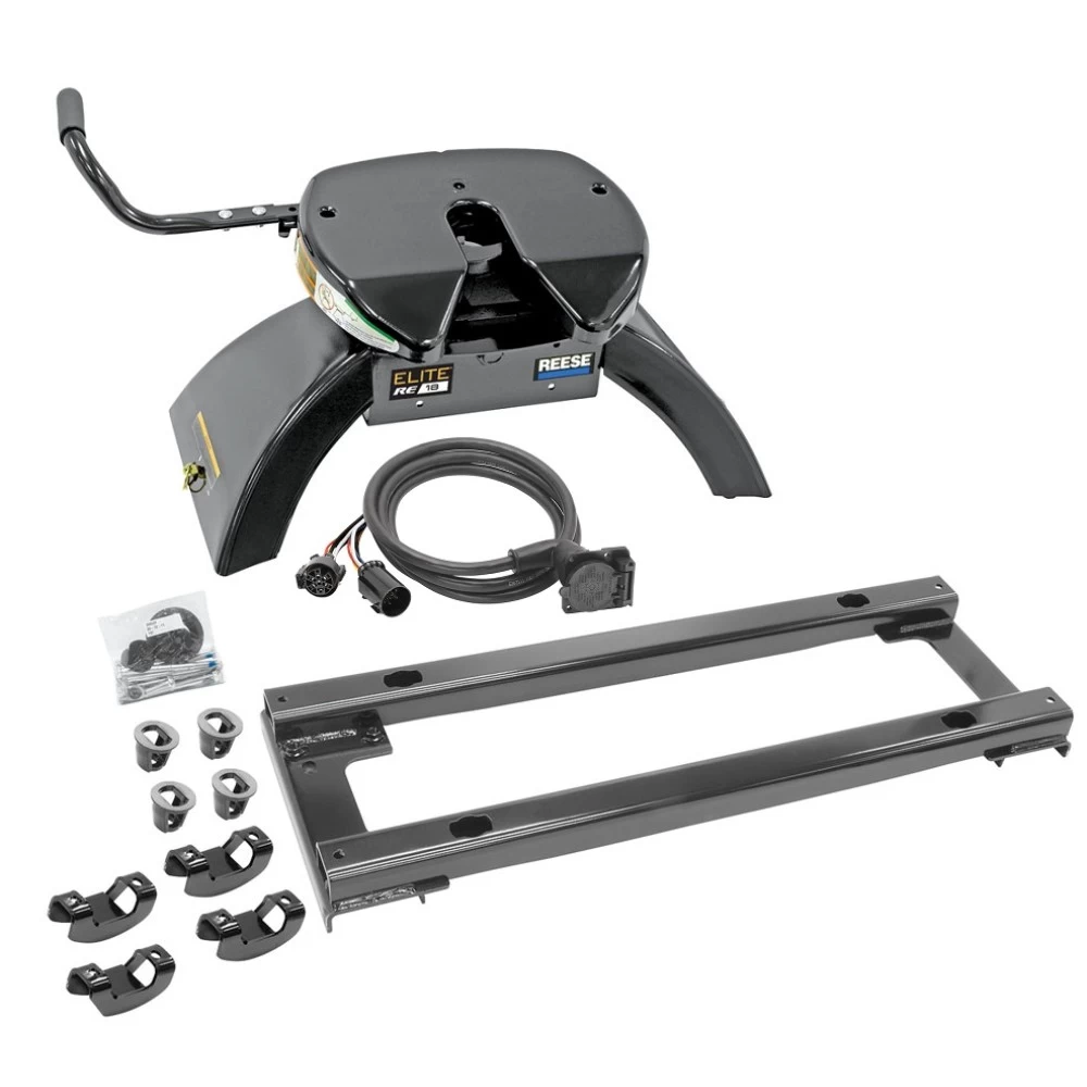 Reese Elite Rails 18K 5th Wheel Hitch for 10-12  Dodge Ram 2500 3500 with 7-Way Wiring Installation Kit Under-Bed Fifth Wheel Trailer Hitch