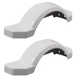 Set of 2 White Fulton Single Axle Trailer Fenders 12" Wheels Triple Step 33-1/2" Long Boat Utility Sale Replacement