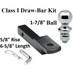 Class 1 Drawbar kit w/ 1-7/8" Trailer Hitch Ball 5/8" Rise 1-1/4" Receiver Mount
