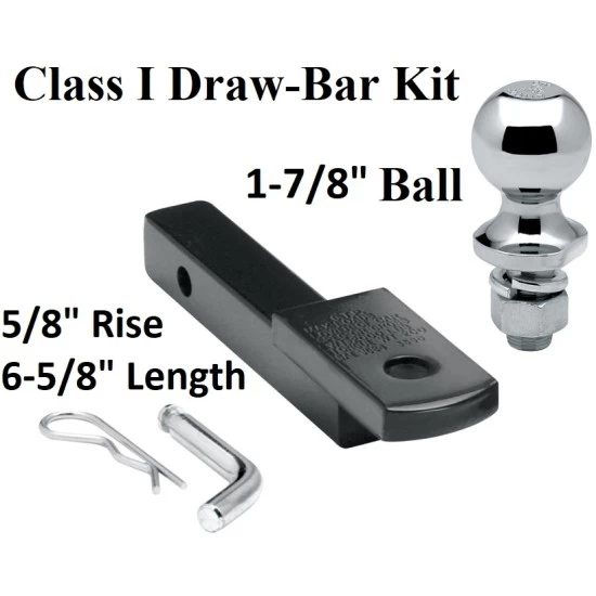 Class 1 Drawbar kit w/ 1-7/8" Trailer Hitch Ball 5/8" Rise 1-1/4" Receiver Mount