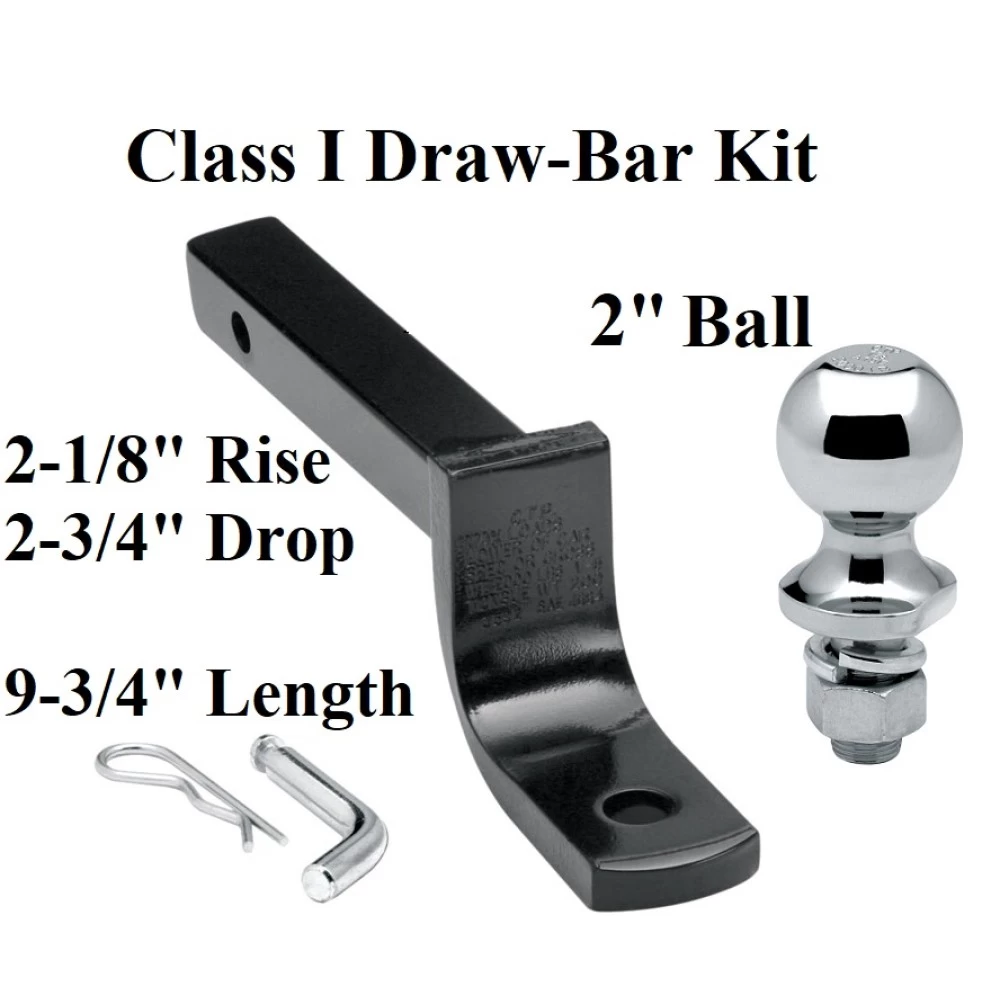 3592 63820 Draw-Tite Class 1 Drawbar kit 2" Trailer Hitch Ball 2-1/8" Rise 2-3/4" Drop 1-1/4" Receiver Mount Class 1 Drawbar kit w/ 2" Trailer Hitch Ball 2-1/8" Rise 2-3/4" Drop 1-1/4" Receiver Mount