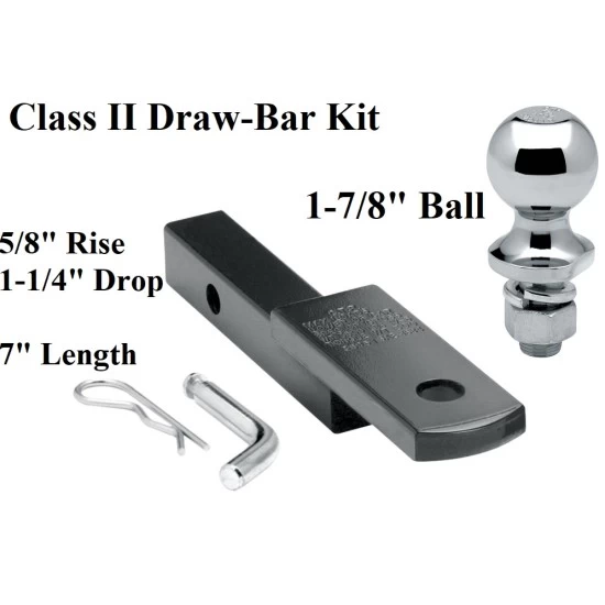36051 63810 Draw-Tite Class 2 Drawbar kit 1-7/8" Trailer Hitch Ball 5/8" Rise 1-1/4" Receiver Mount Class 2 Drawbar kit w/ 1-7/8" Trailer Hitch Ball 5/8" Rise 1-1/4" Receiver Mount