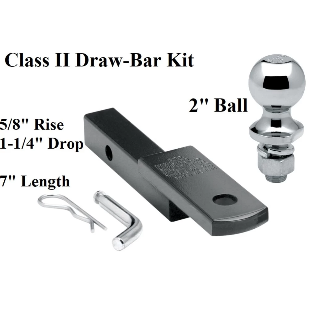 36051 63820 Draw-Tite Class 2 Drawbar kit 2" Trailer Hitch Ball 5/8" Rise 1-1/4" Receiver Mount Class 2 Drawbar kit w/ 2" Trailer Hitch Ball 5/8" Rise 1-1/4" Receiver Mount