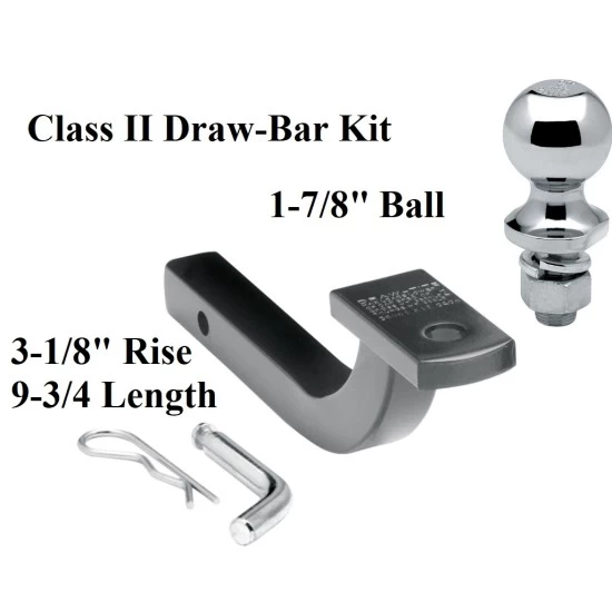 36061 63810 Draw-Tite Class 2 Drawbar kit 1-7/8" Trailer Hitch Ball 3-1/8" Rise 1-1/4" Receiver Mount Class 2 Drawbar kit w/ 1-7/8" Trailer Hitch Ball 3-1/8" Rise 1-1/4" Receiver Mount
