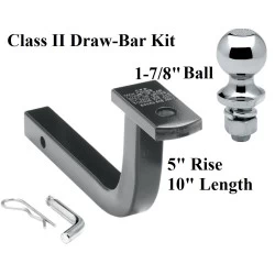 Class 2 Drawbar kit w/ 1-7/8" Trailer Hitch Ball 5" Rise 1-1/4" Receiver Mount