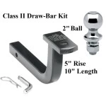 Class 2 Drawbar kit w/ 2" Trailer Hitch Ball 5" Rise 1-1/4" Receiver Mount