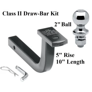 Class 2 Drawbar kit w/ 2" Trailer Hitch Ball 5" Rise 1-1/4" Receiver Mount