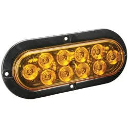 Wesbar LED Waterproof 6in Oval Surface Flange Mount Trailer Taillights w/Black Flange Base RV