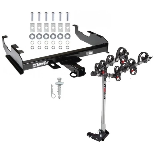 Trailer Tow Hitch For 63-91 Chevy GMC C/K 63-74 Ford F-150 F-250 F-350 w/ Standard Bed & Bumper w/ 4 Bike Carrier Rack