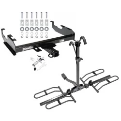 Trailer Tow Hitch For 63-91 Chevy GMC C/K 63-74 Ford F-150 F-250 F-350 w/ Standard Bed & Bumper Platform Style 2 Bike Rack w/ Anti Rattle Hitch Lock