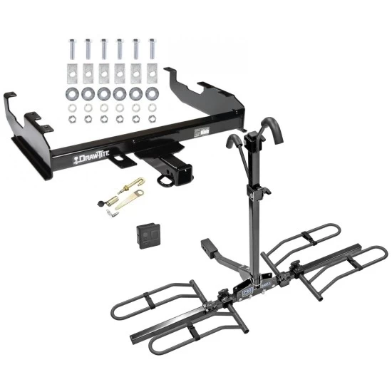 Trailer Tow Hitch For 63-91 Chevy GMC C/K 63-74 Ford F-150 F-250 F-350 w/ Standard Bed & Bumper Platform Style 2 Bike Rack Hitch Lock and Cover
