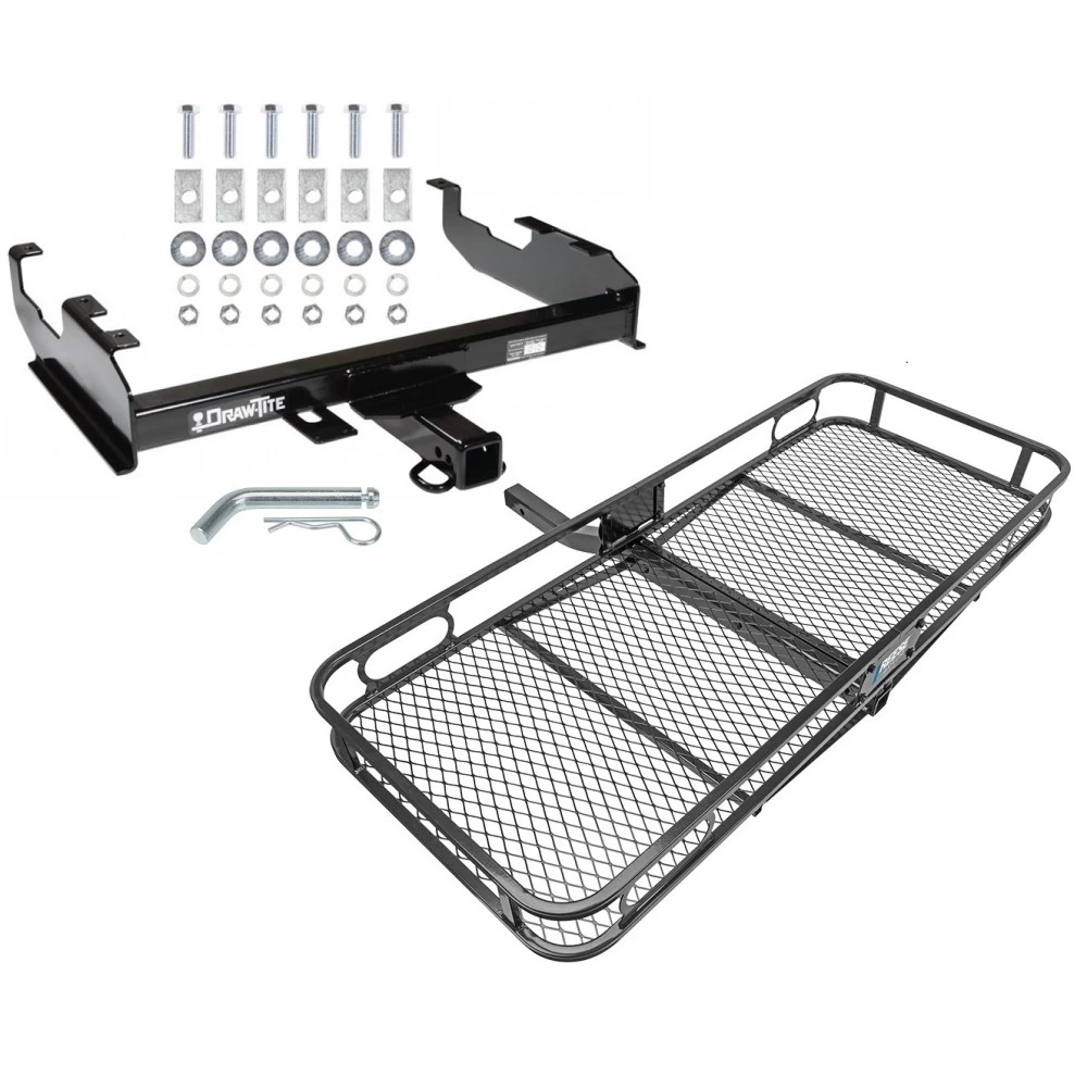 Trailer Tow Hitch For 63-91 Chevy GMC C/K 63-74 Ford F-150 F-250 F-350 w/ Standard Bed & Bumper Basket Cargo Carrier Platform w/ Hitch Pin