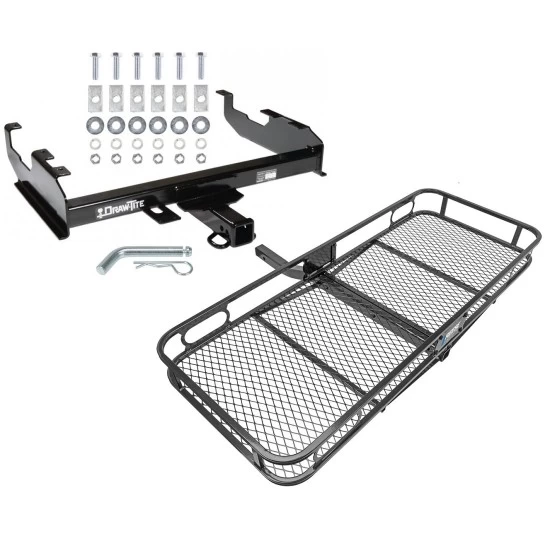Trailer Tow Hitch For 63-91 Chevy GMC C/K 63-74 Ford F-150 F-250 F-350 w/ Standard Bed & Bumper Basket Cargo Carrier Platform w/ Hitch Pin