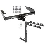 Trailer Tow Hitch w/ 4 Bike Rack For 80-97 Ford F-150 F-250 F-350 80-83 F-100 1997 Heavy Duty tilt away adult or child arms fold down carrier w/ Lock and Cover